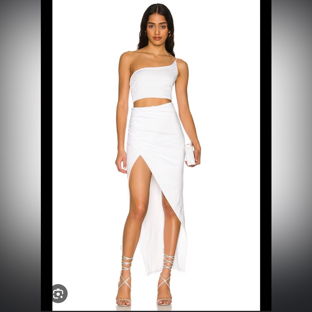Super down Lydia Maxi Skirt Set in white